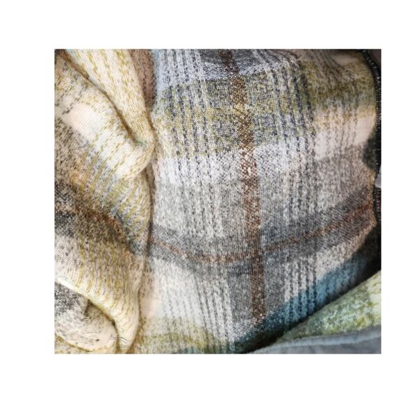 Joie XL Plaid Shacket Jacket Green Gray Oversized Button-Up Shirt Coat 38"‎ - Picture 5 of 5